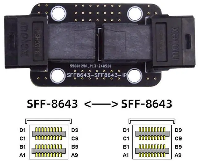Alt view image 4 of 7 - Vszerda PCI-Express 4.0 Mini SAS HD SFF-8643 Female to SFF-8643 Female PCBA Coupler Adapter Extender
