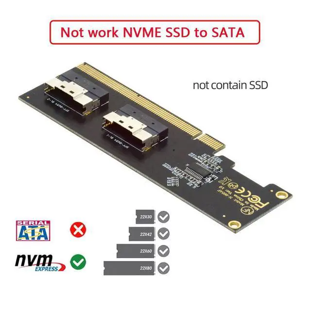 Alt view image 5 of 7 - Vszerda Slimline Dual SFF-8654 8X 4 NVME to PCIE Express 3.0 4.0 Raid Card VROC Raid0 Hyper Adapter