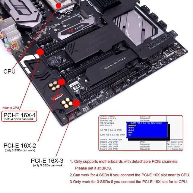 Alt view image 3 of 7 - Vszerda Slimline Dual SFF-8654 8X 4 NVME to PCIE Express 3.0 4.0 Raid Card VROC Raid0 Hyper Adapter