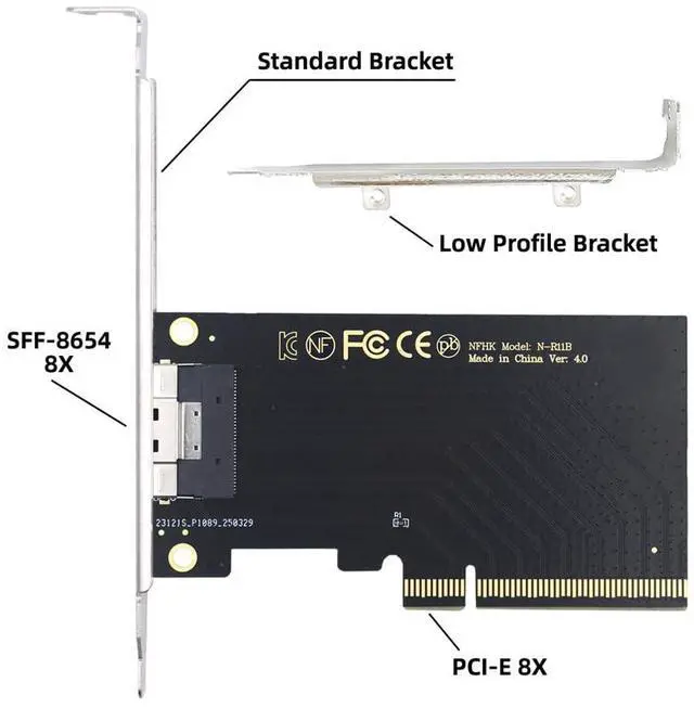 Alt view image 4 of 7 - Vszerda Single External Slimline 74Pin SFF-8654 8X to PCIE4.0 Raid Card VROC Raid0 Hyper Adapter