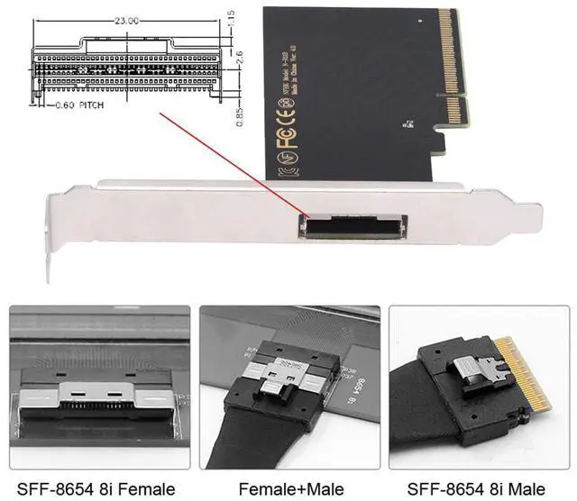 Alt view image 7 of 7 - Vszerda External Slimline 8X SFF-8654 74Pin to PCIE Express 3.0 Raid Card PCIE4.0 VROC Raid0 Hyper Adapter for High Speed SSD eGPU Graphics Card with Bracket Low Profile
