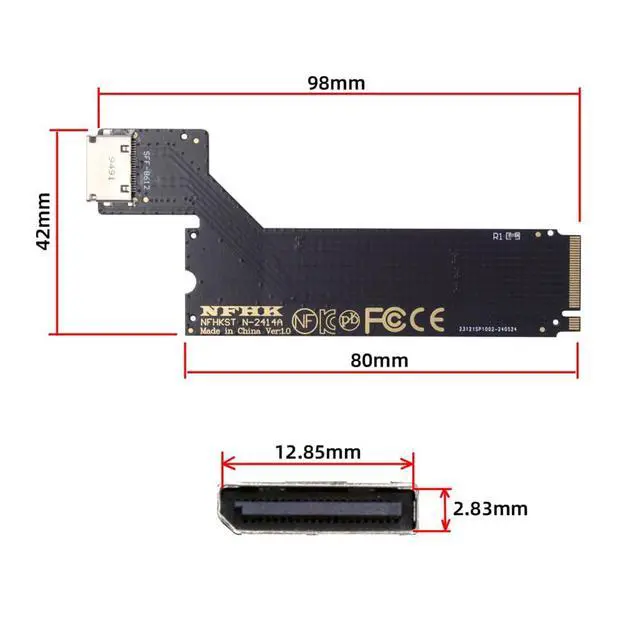 Alt view image 2 of 7 - Vszerda PCI-E 4.0 4X NVMe M.2 M-Key to Oculink SFF-8612 SFF-8611 Host Adapter for 2024 ThinkBook 14+ AMD8845 SSD & External Graphics Card