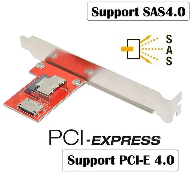 Alt view image 3 of 7 - Vszerda PCI-Express 4.0 Mini SAS SFF-8087 to Oculink SFF-8611 SFF-8612 PCBA Female Adapter with Bracket