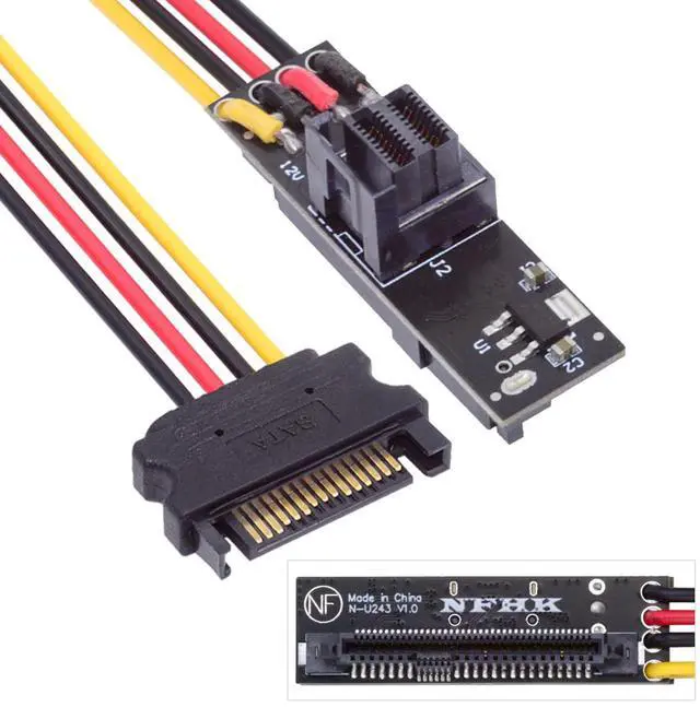 Main image of Vszerda Hard Disk Drive Converter SFF-8643 PCI-E 4.0 Female to SFF-8639 U.2 U.3 NVME PCIe PCI-Express SSD Adapter Card with SATA 5V+12V Power Cable for Mainboard