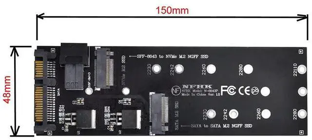Alt view image 5 of 7 - Vszerda SFF-8643 to U2 Kit NGFF M-Key to HD Mini SAS NVME PCIe SSD SATA Adapter for Motherboard