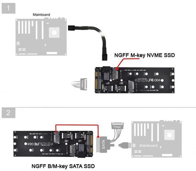 Alt view image 7 of 7 - Vszerda SFF-8643 to U2 Kit NGFF M-Key to HD Mini SAS NVME PCIe SSD SATA Adapter for Motherboard