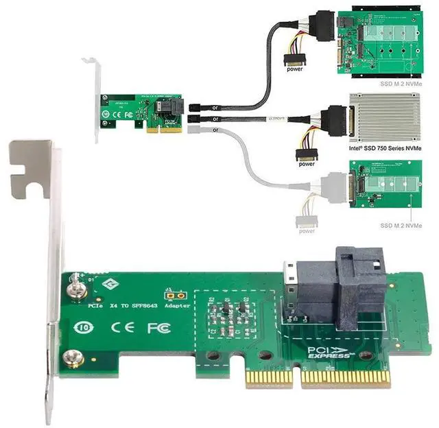 Alt view image 6 of 7 - Vszerda PCI-E 3.0 4.0 to SFF-8643 Card Adapter and U.2 U2 SFF-8639 NVME PCIe SSD Cable for Mainboard SSD