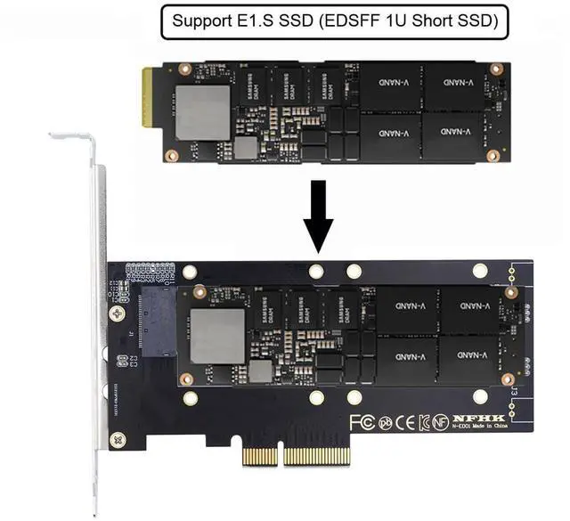 Alt view image 4 of 7 - Vszerda PCI-E4.0 4X Host Converter to EDSFF GEN-Z NVMe Ruler 1U E1.S 5.9mm 8.0mm Thickness Short SSD Carrier Adapter