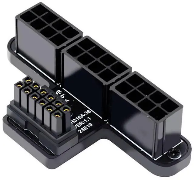 Main image of Vszerda ATX3.0 GPU PCI-E 5.0 Connector, 90 Degree Down Angled 12V HPWR Power Modular to Three ATX 8P Adapter for 4080 5090TI 12+4P Graphics Card