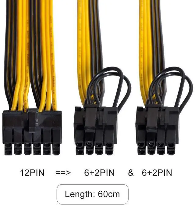 Alt view image 6 of 6 - Vszerda Modular Power Supply ATX 12Pin to Dual 8Pin & 6Pin Splitter Cable for GPU Graphics Card 3080 3090 AX850 AX750 AX650