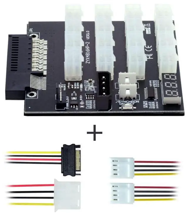Alt view image 2 of 7 - Vszerda 14+10Pin Flex Slot Server Power Board to 16x6Pin Power Supply Board for CHIA ETH BTC Mining Miner