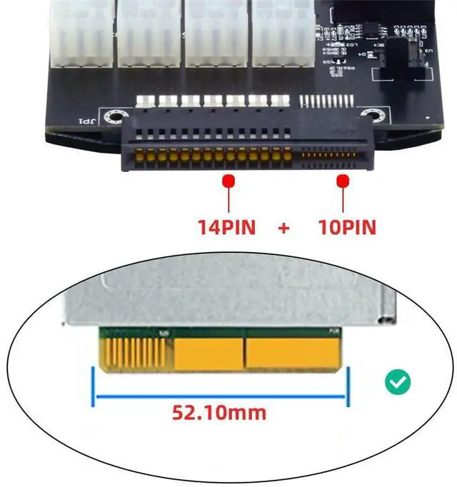 Alt view image 3 of 7 - Vszerda 14+10Pin Flex Slot Server Power Board to 16x6Pin Power Supply Board for CHIA ETH BTC Mining Miner
