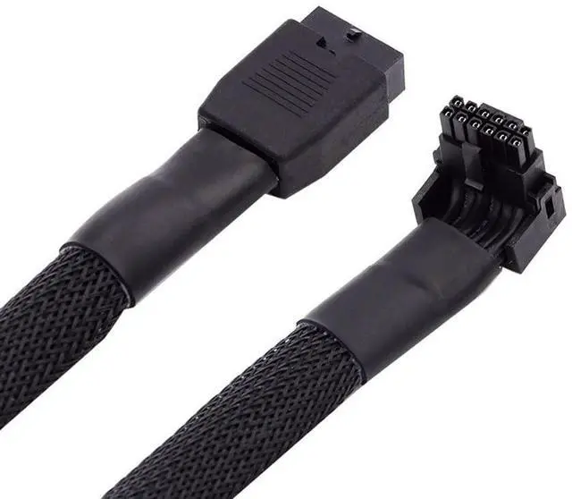 Main image of Vszerda Male to Female Up Angled 90 Degree Extension 12VHPWR ATX3.0 PCI-E 5.0 Power Modular Cable for 3080 3090TI PSU 16Pin 12+4P Graphics Card 17cm