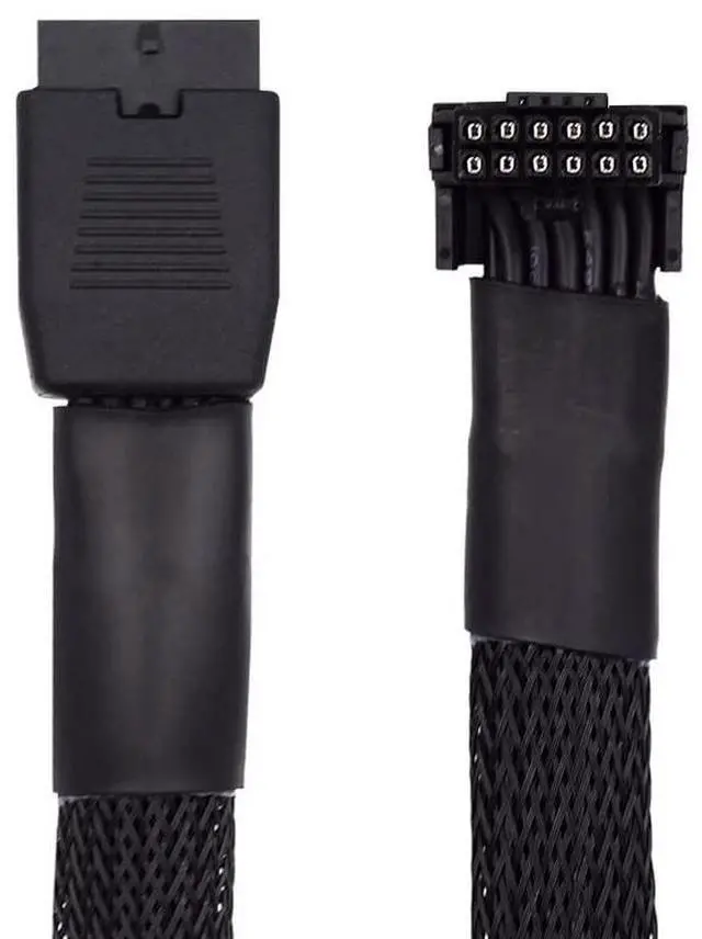 Alt view image 2 of 7 - Vszerda Male to Female Up Angled 90 Degree Extension 12VHPWR ATX3.0 PCI-E 5.0 Power Modular Cable for 3080 3090TI PSU 16Pin 12+4P Graphics Card 17cm