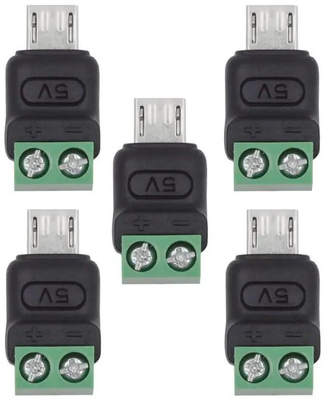 Main image of Vszerda 5pcs/Set Micro USB 5Pin Male to 2Pin Terminal Fast Charge Adapter DIY OEM Repair Solderless Connector DC 5V USB2.0 Power