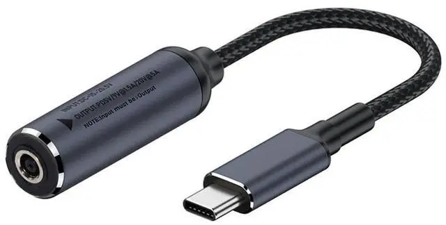 Main image of Vszerda DC Jack 4.5X3.0mm Input to Type-C USB-C Power 100W Charge Cable Braided for Laptop Phone PD9V 5V 20V 18cm