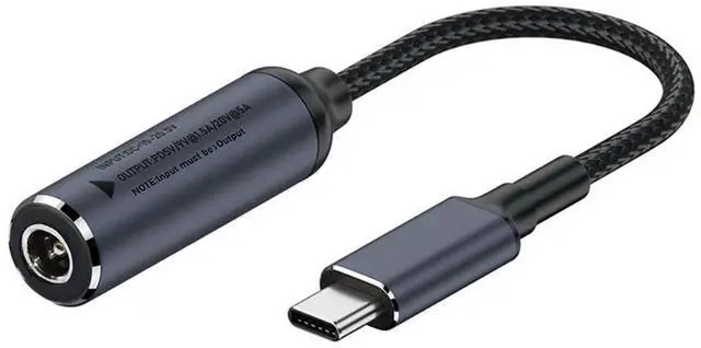 Main image of Vszerda DC Jack 5.5X2.5mm Input to Type-C USB-C Power 100W Charge Cable Braided for Laptop Phone PD9V 5V 20V 18cm