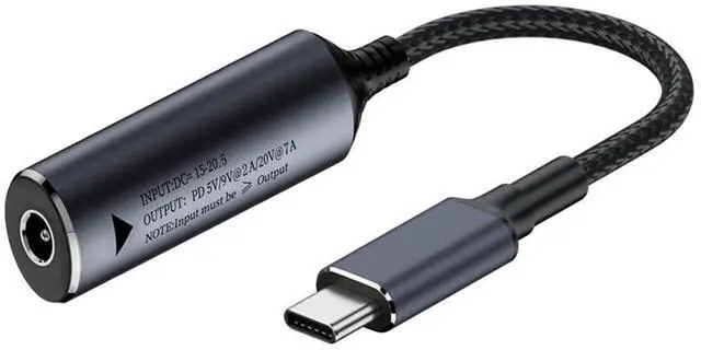 Main image of Vszerda DC Jack 5.5X2.5mm Input to Type-C USB-C PD9V 5V 20V 7A Braided Charge Cable Power 140W for Laptop Phone 18cm