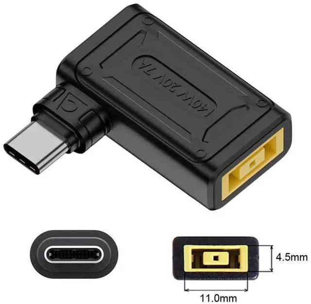 Alt view image 7 of 7 - Vszerda 90 Degree Angled Rectangle Jack Thinkpad X1 Input to USB-C Type-C 140W 100W Power Plug Charge Adapter for Laptop Phone