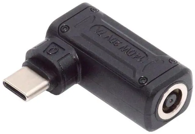 Main image of Vszerda DC Jack 6.0x1.4mm Input to USB-C Type-C 140W 100W Power Plug 90 Degree Angled Charge Adapter for Laptop Phone