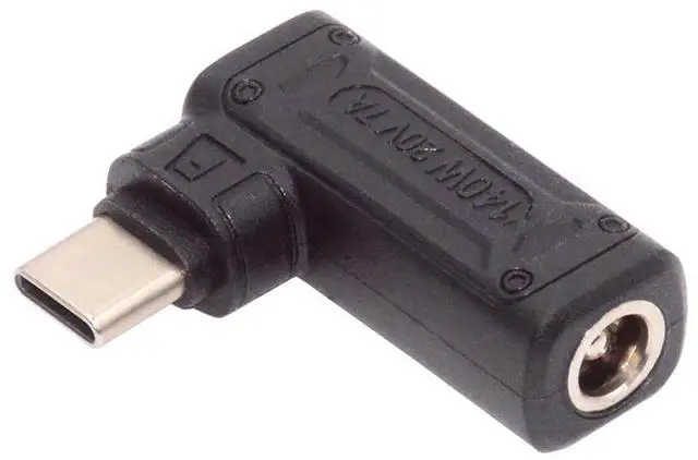 Main image of Vszerda 90 Degree Angled DC Jack 5.5x2.5mm Input to USB-C Type-C 140W 100W Power Plug Charge Adapter for Laptop Phone