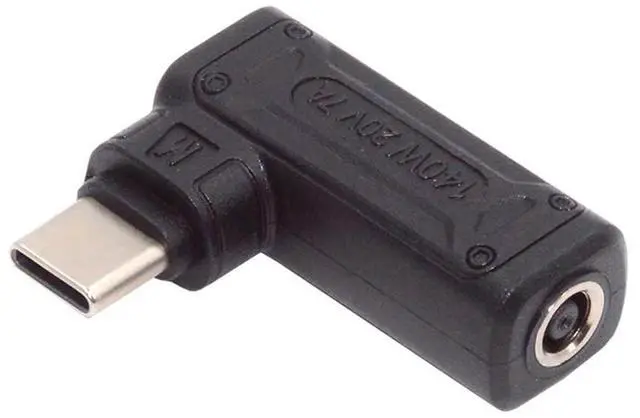 Main image of Vszerda 90 Degree Angled DC Jack 4.5x3.0mm Input to USB-C Type-C 140W 100W Power Plug Charge Adapter for Laptop Phone