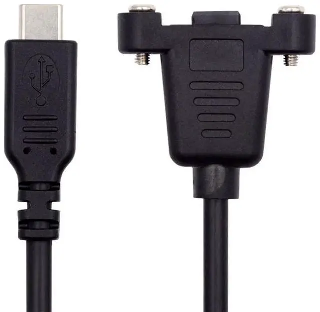 Main image of Vszerda USB 2.0 Extension Cable 1FT, Mini USB 5 Pin Connector to USB-C Male Charger 480Mbps Data Cords Panel Mount Screw for Portable Hard Drive, Camera, MP3 Player, GPS Receiver and More