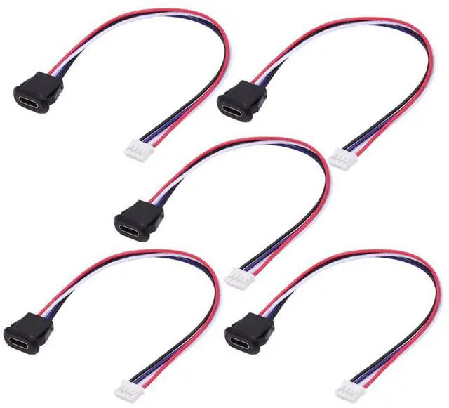 Alt view image 6 of 7 - Vszerda 5pcs/Set DIY OEM Type C Female Socket to 4Pin Header Cable Type-C to 4P Waterproof Terminal Wire with Pitch=2.0mm Latch Mount Type USB C Pigtail DC 5V Extension Power Cable
