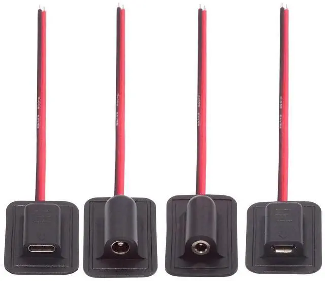 Main image of Vszerda 4pcs DIY OEM Type C Micro-USB DC 5V DC 5.5x2.1mm 3.5x1.35mm Power Pigtail Extension Cable for Backpack Charging Electric Heating Pads