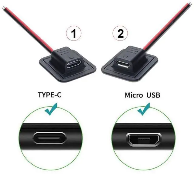 Alt view image 2 of 7 - Vszerda 4pcs DIY OEM Type C Micro-USB DC 5V DC 5.5x2.1mm 3.5x1.35mm Power Pigtail Extension Cable for Backpack Charging Electric Heating Pads
