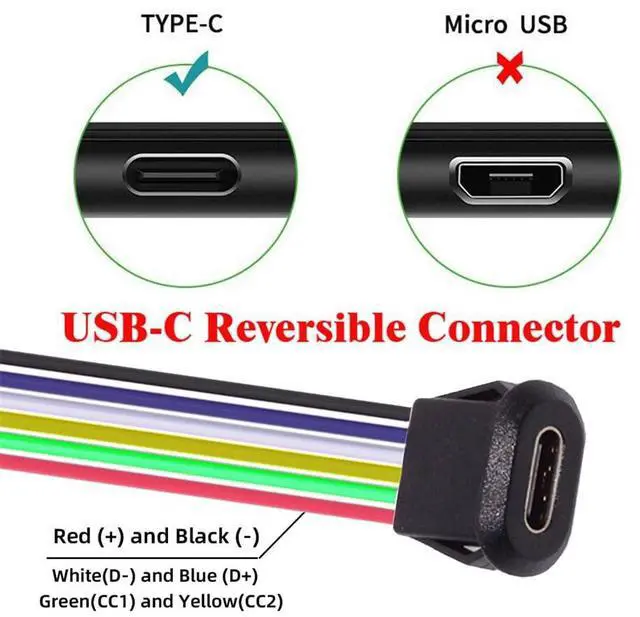 Alt view image 4 of 7 - Vszerda 5pcs/Set DIY OEM Type C Female Socket to 6Pin Header Cable USB-C to 6P Waterproof Terminal Wire with Pitch=2.0mm Latch Mount Type DC 5V/20V Extension PD Power Cable