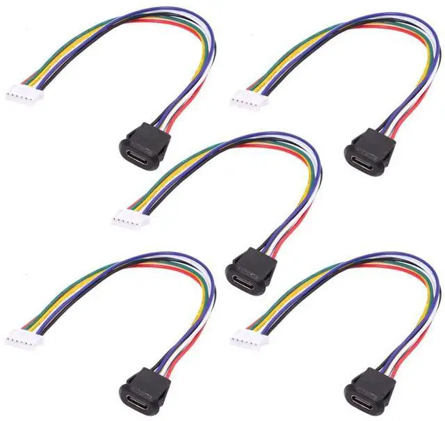 Alt view image 6 of 7 - Vszerda 5pcs/Set DIY OEM Type C Female Socket to 6Pin Header Cable USB-C to 6P Waterproof Terminal Wire with Pitch=2.0mm Latch Mount Type DC 5V/20V Extension PD Power Cable