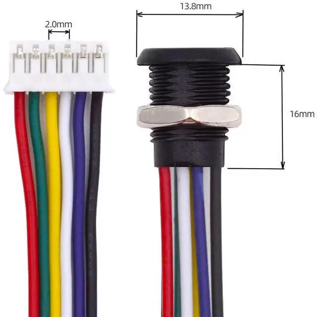 Alt view image 7 of 7 - Vszerda 5pcs DIY OEM Type C Female Socket to 6Pin Header 24AWG Pitch=2.0mm Panel Mount DC 5V/20V PD Power Cable