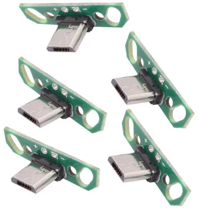 Main image of Vszerda 5pcs Micro USB2.0 Male Plug Connector DIY OEM 7mm Length with PCB Board Mounting Assembly Solder Type