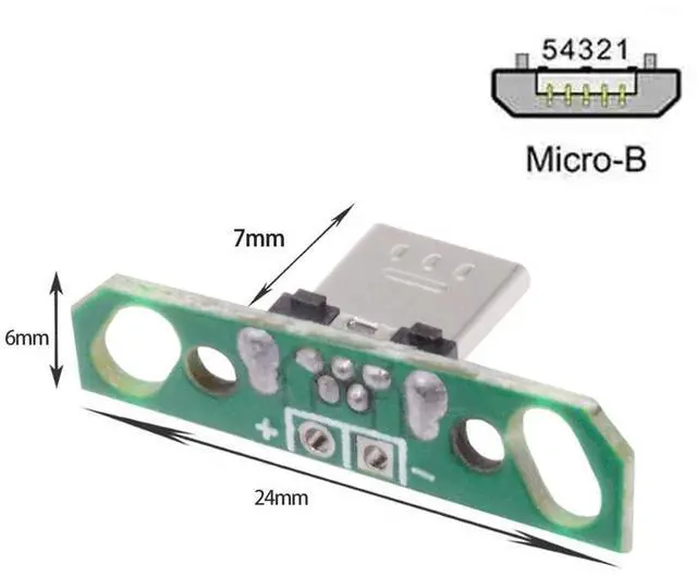 Alt view image 2 of 7 - Vszerda 5pcs Micro USB2.0 Male Plug Connector DIY OEM 7mm Length with PCB Board Mounting Assembly Solder Type