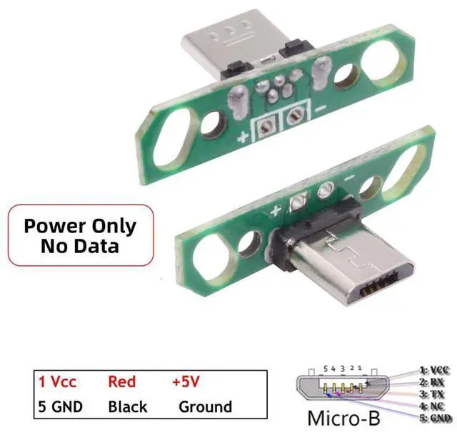 Alt view image 3 of 7 - Vszerda 5pcs Micro USB2.0 Male Plug Connector DIY OEM 7mm Length with PCB Board Mounting Assembly Solder Type