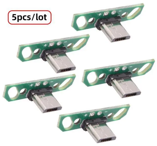 Alt view image 4 of 7 - Vszerda 5pcs Micro USB2.0 Male Plug Connector DIY OEM 7mm Length with PCB Board Mounting Assembly Solder Type