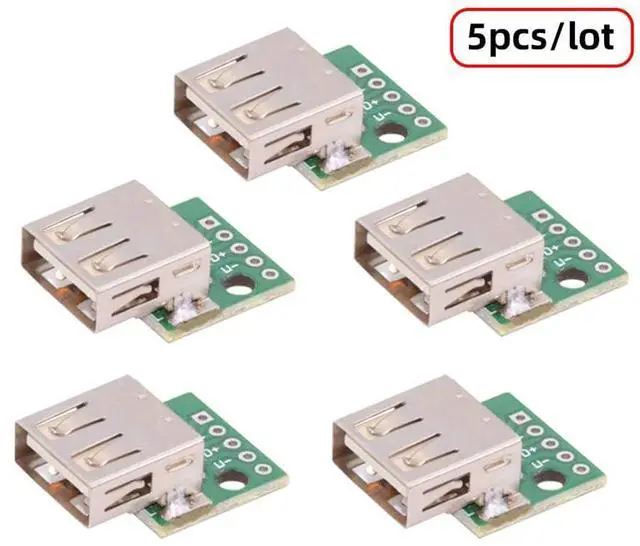 Alt view image 3 of 7 - Vszerda 5pcs USB2.0 Type-A Female Connector DIY OEM Receptacle Socket PCB Board Mounting Assembly Solder Type 480Mbps
