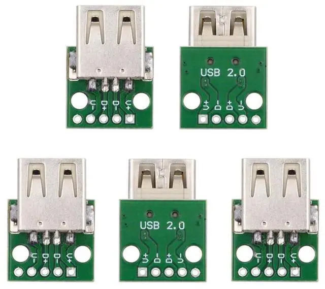 Main image of Vszerda 5pcs USB2.0 Type-A Female Connector DIY OEM Receptacle Socket PCB Board Mounting Assembly Solder Type 480Mbps