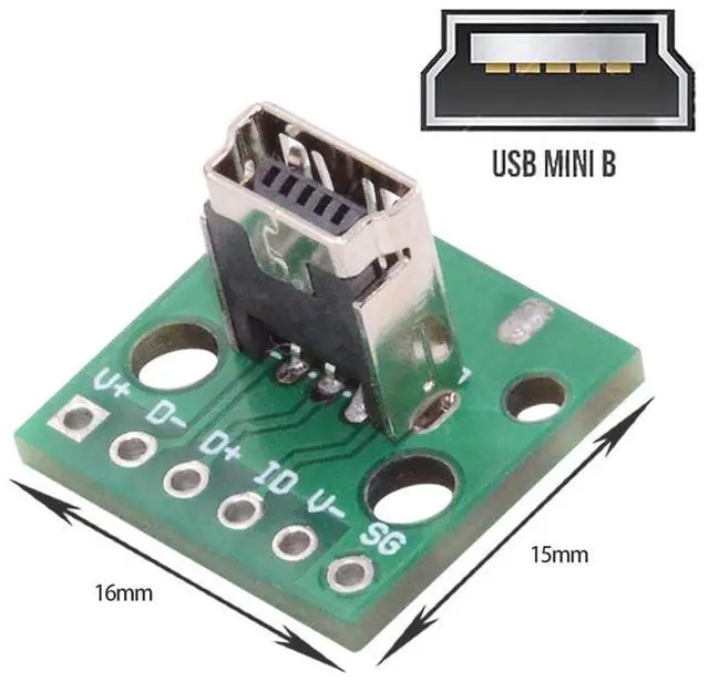 Alt view image 2 of 7 - Vszerda 5pcs USB2.0 Mini-B Female Receptacle Socket Connector DIY OEM Vertical with PCB Board Mounting Assembly Solder Type 480Mbps