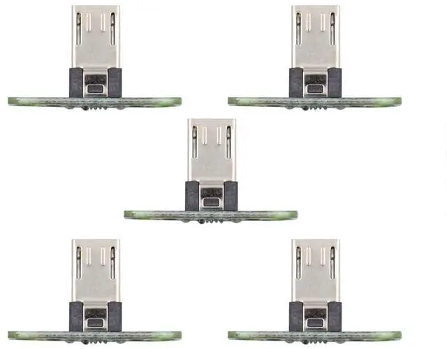 Alt view image 7 of 7 - Vszerda 5pcs Micro USB2.0 Male Plug Long Connector DIY OEM 13mm Length with PCB Board Mounting Assembly Solder Type