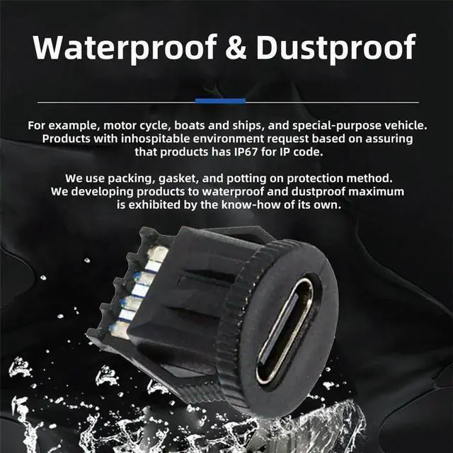 Alt view image 6 of 7 - Vszerda 5pcs/Set DIY OEM Type C Female Socket Connector to 6Pin PCBA Pinout Round Latch Mount Type DC 5V/20V PD Power IP67 for Wiring