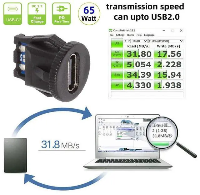 Alt view image 7 of 7 - Vszerda 5pcs/Set DIY OEM Type C Female Socket Connector to 6Pin PCBA Pinout Round Latch Mount Type DC 5V/20V PD Power IP67 for Wiring