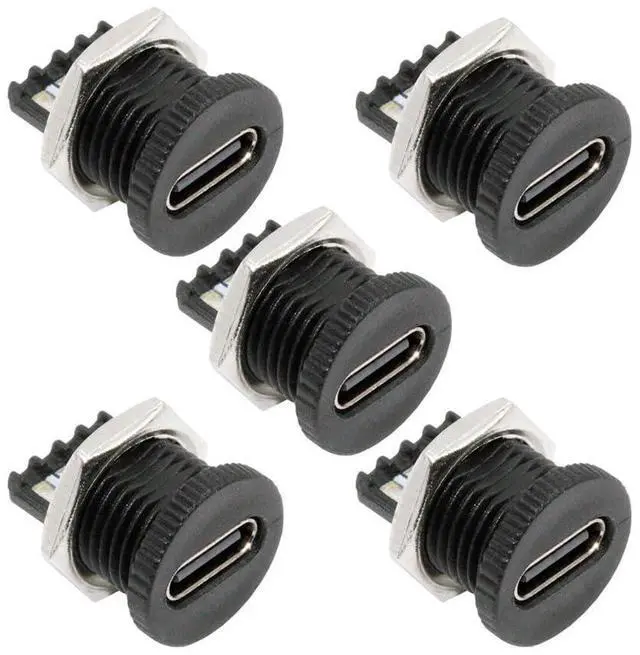 Main image of Vszerda 5pcs/Set DIY OEM Type C Female Socket Connector to 6Pin PCBA Pinout Scew Nut Mount Type PD Power DC 5V/20V for Wiring