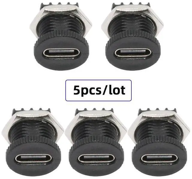 Alt view image 2 of 7 - Vszerda 5pcs/Set DIY OEM Type C Female Socket Connector to 6Pin PCBA Pinout Scew Nut Mount Type PD Power DC 5V/20V for Wiring