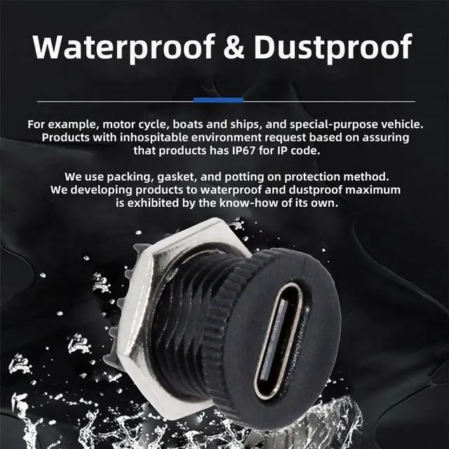 Alt view image 6 of 7 - Vszerda 5pcs/Set DIY OEM Type C Female Socket Connector to 6Pin PCBA Pinout Scew Nut Mount Type PD Power DC 5V/20V for Wiring