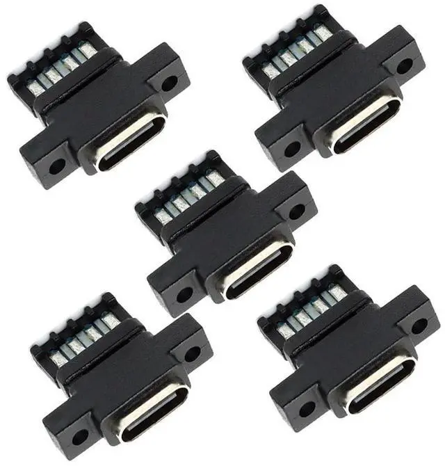 Main image of Vszerda 5pcs/Set DIY OEM Type C Female Socket Connector to 6Pin PCBA Pinout Vertical Scew Mount Type DC 5V/20V PD Power for Wiring