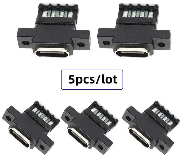 Alt view image 2 of 7 - Vszerda 5pcs/Set DIY OEM Type C Female Socket Connector to 6Pin PCBA Pinout Vertical Scew Mount Type DC 5V/20V PD Power for Wiring