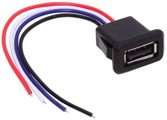 Alt view image 6 of 7 - Vszerda 2pcs/Set 24AWG USB 2.0 Pigtail Cable Type A Female Socket to 4Pin Open Cord Latch Mount Type DC 5V Power Data for DIY OEM Repair