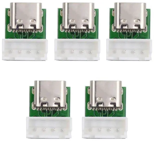 Main image of Vszerda 5pcs/lot DIY OEM USB Type C Female Plug Socket Connector to 4Pin Pitch=2.54mm Wafer Socket Vertical USB2.0 Pinout Test Board DC 5V Power Receptacle Adapter Solder